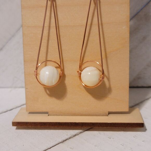 Handmade Mother Of Pearl Tear Drop Earrings - Picture 2 of 4